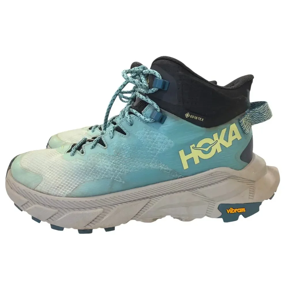 HOKA Trail Code GTX 8.5 B Blue lightweight waterproof hiking boots Vibram shoes